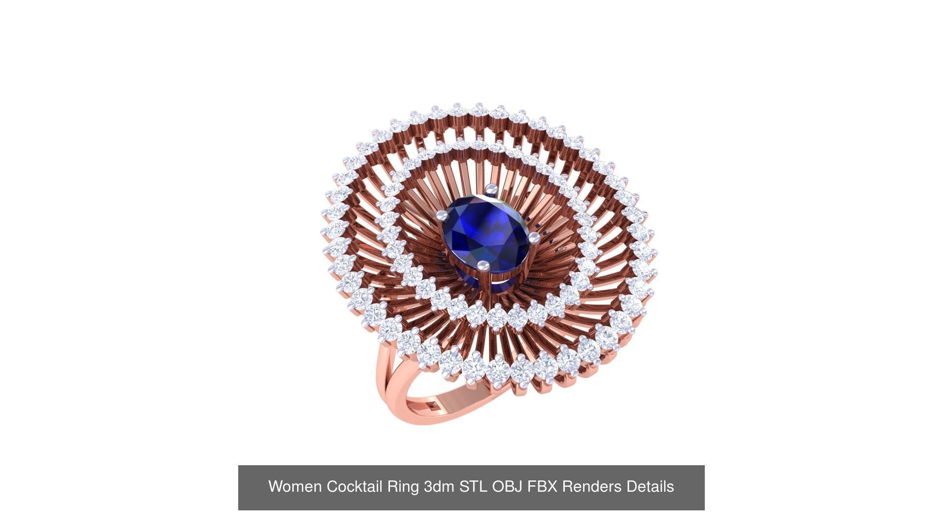 40 Women Cocktail Ring 3dm STL OBJ FBX Render Details Collection _15