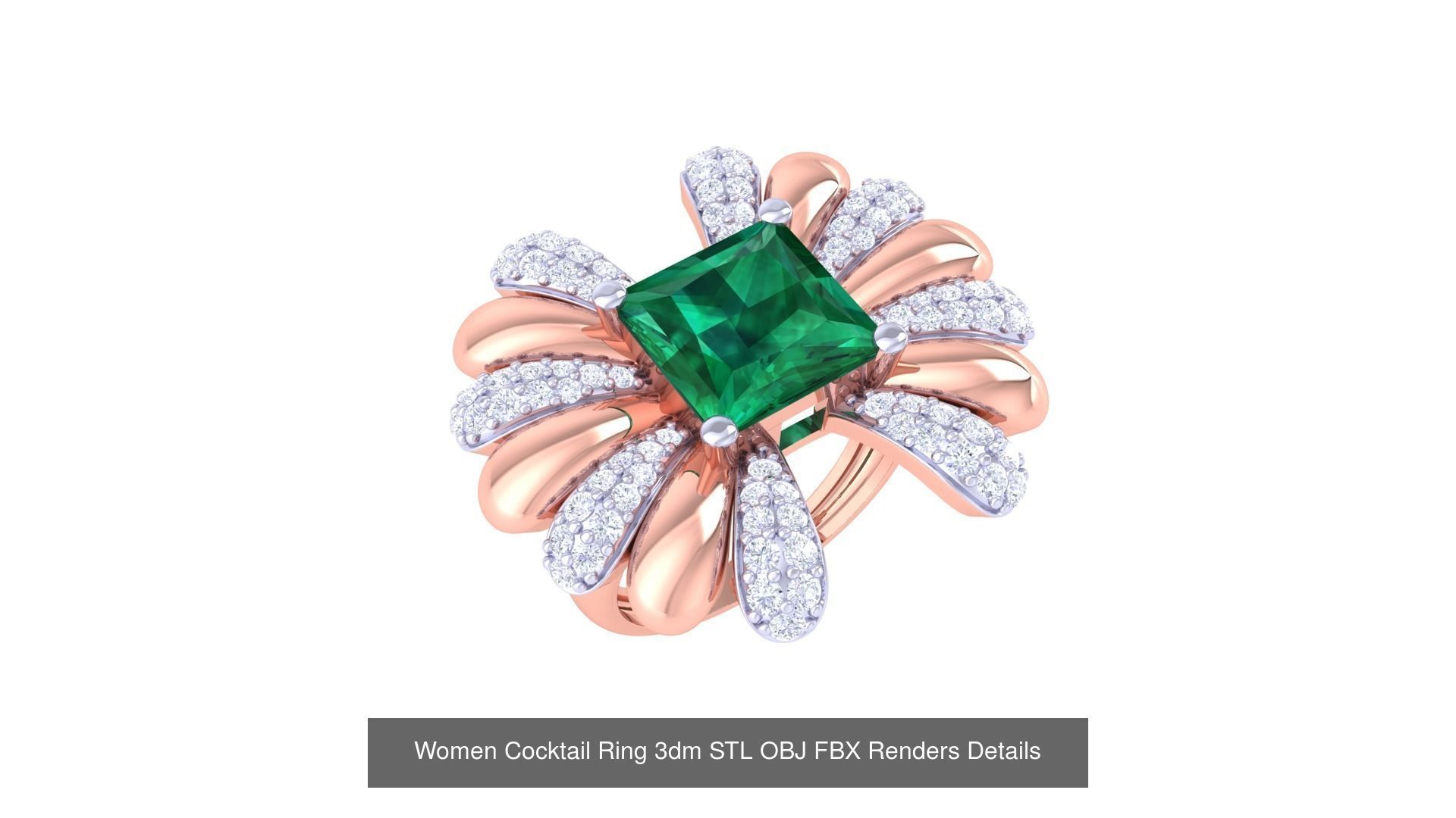 40 Women Cocktail Ring 3dm STL OBJ FBX Render Details Collection _24
