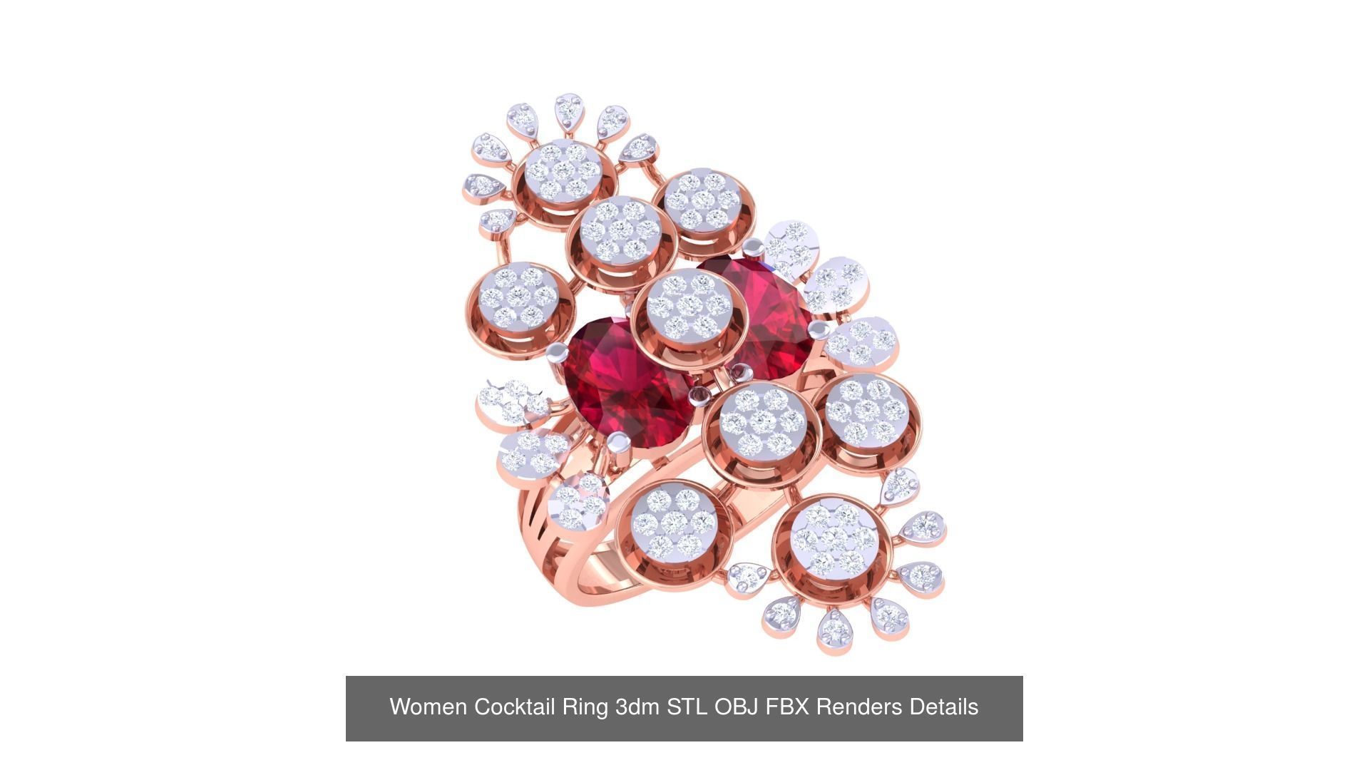 40 Women Cocktail Ring 3dm STL OBJ FBX Render Details Collection _23