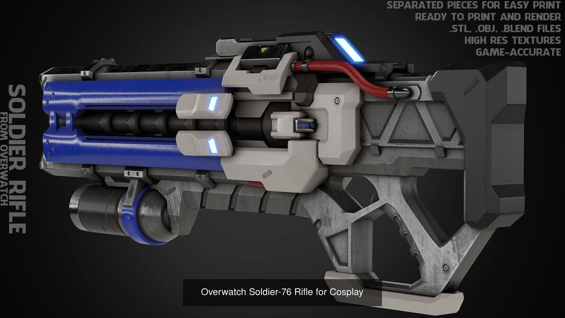 Overwatch Soldier 76 Full Armor and Rifle 3D Model Collection_2