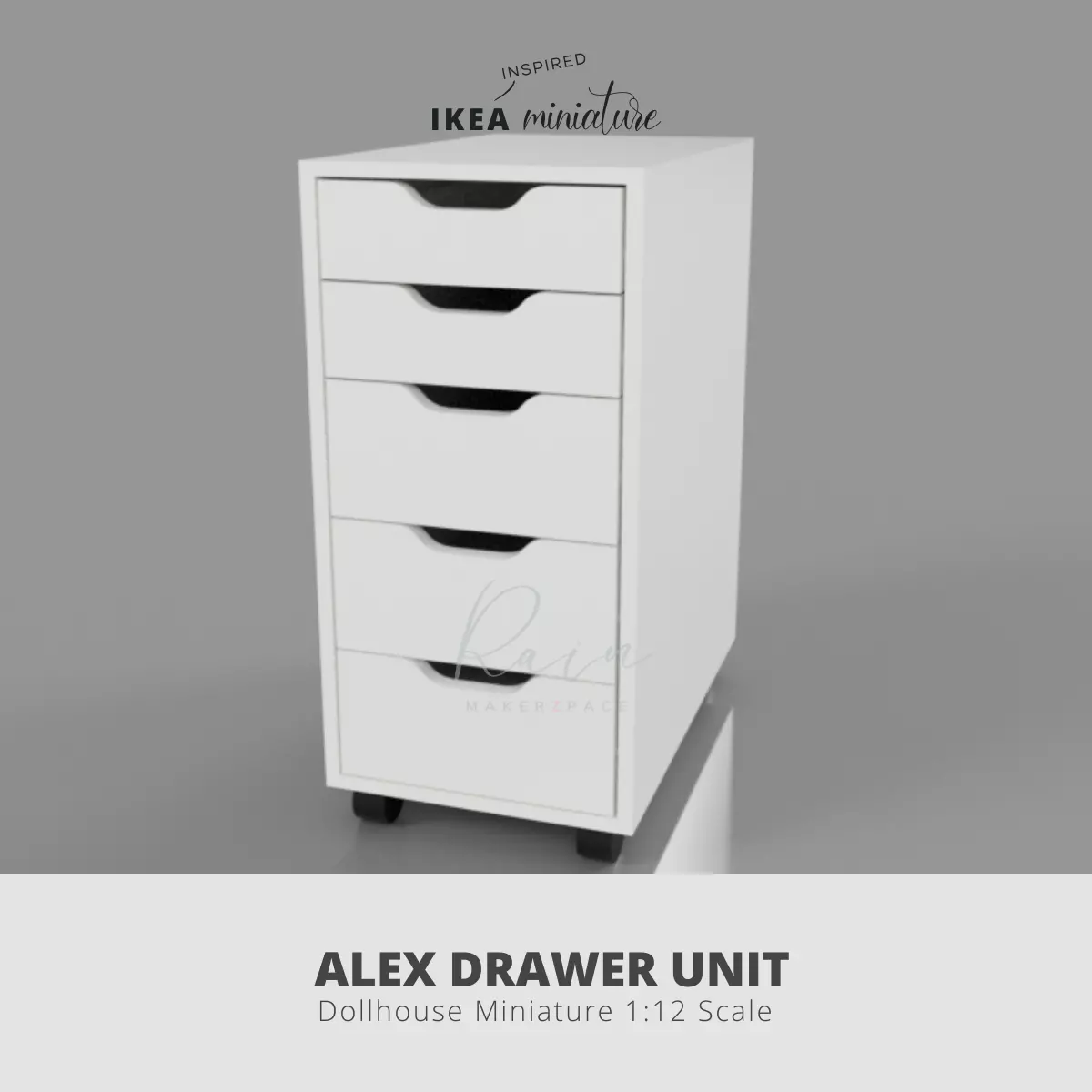 Ikea Inspired Alex Drawer Unit Miniature Model   3D print model_0