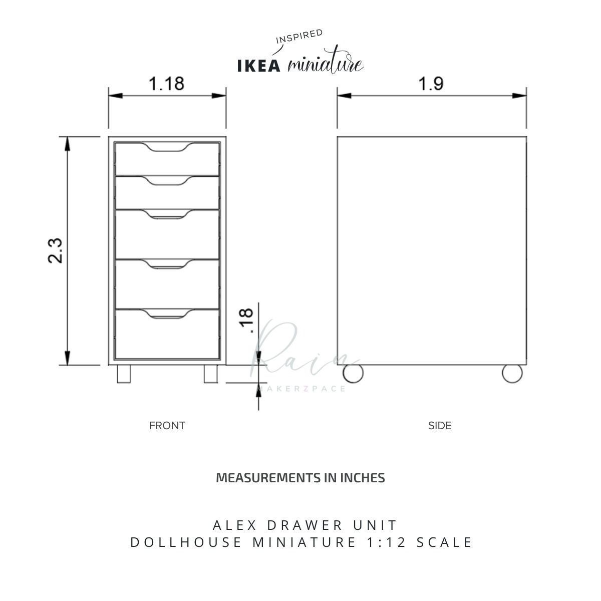 Ikea Inspired Alex Drawer Unit Miniature Model   3D print model_4