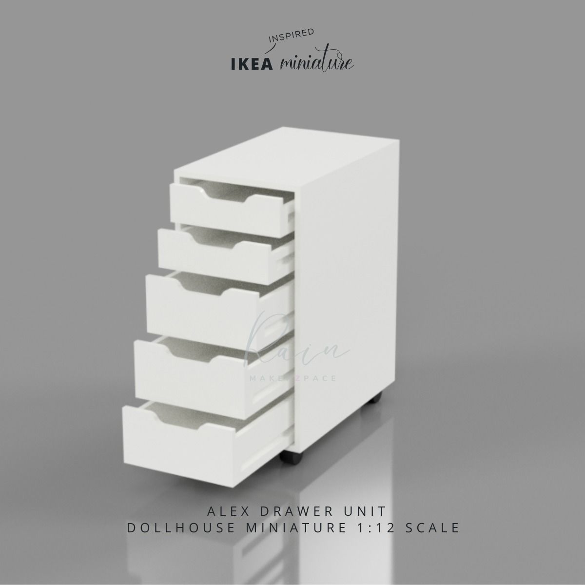 Ikea Inspired Alex Drawer Unit Miniature Model   3D print model_1