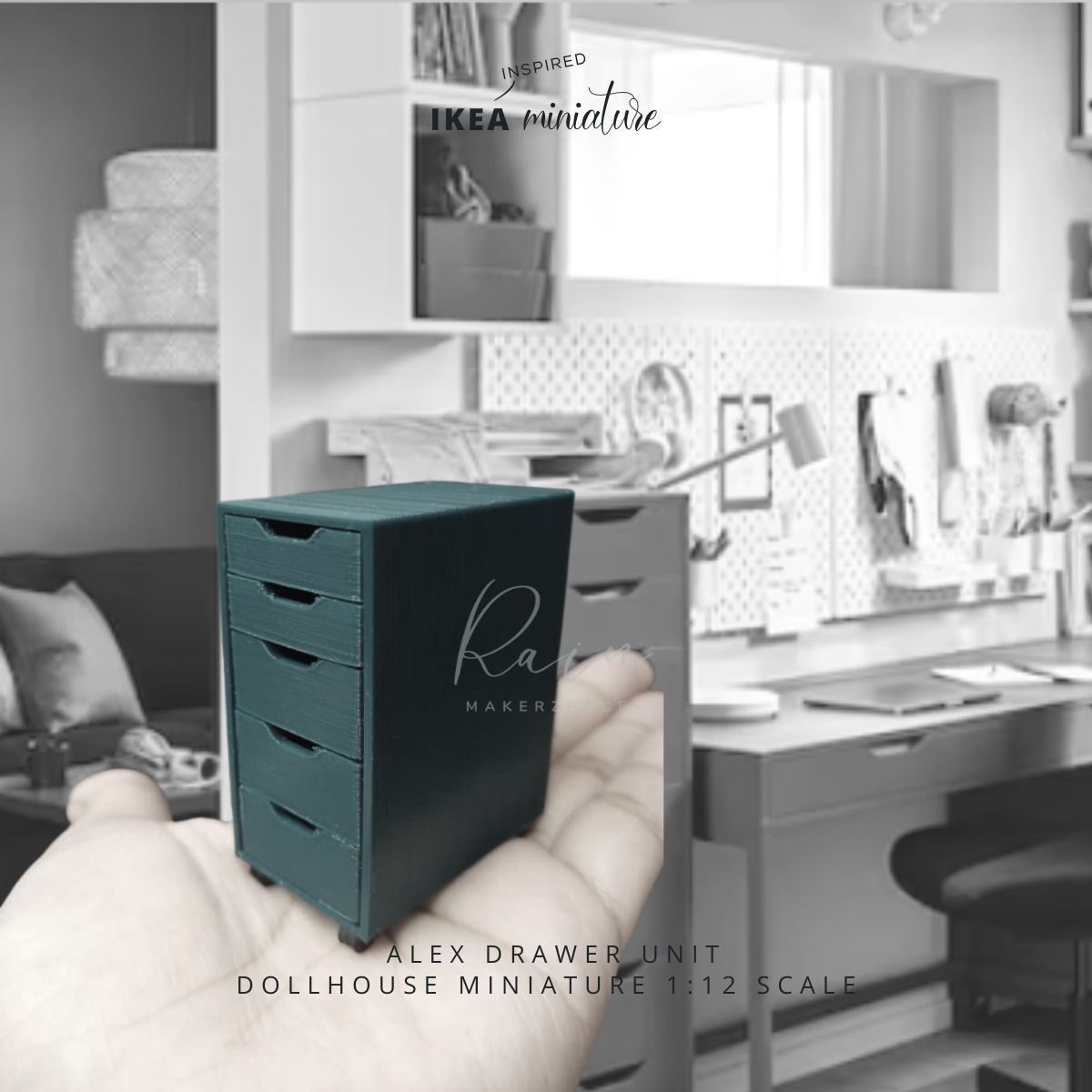 Ikea Inspired Alex Drawer Unit Miniature Model   3D print model_3