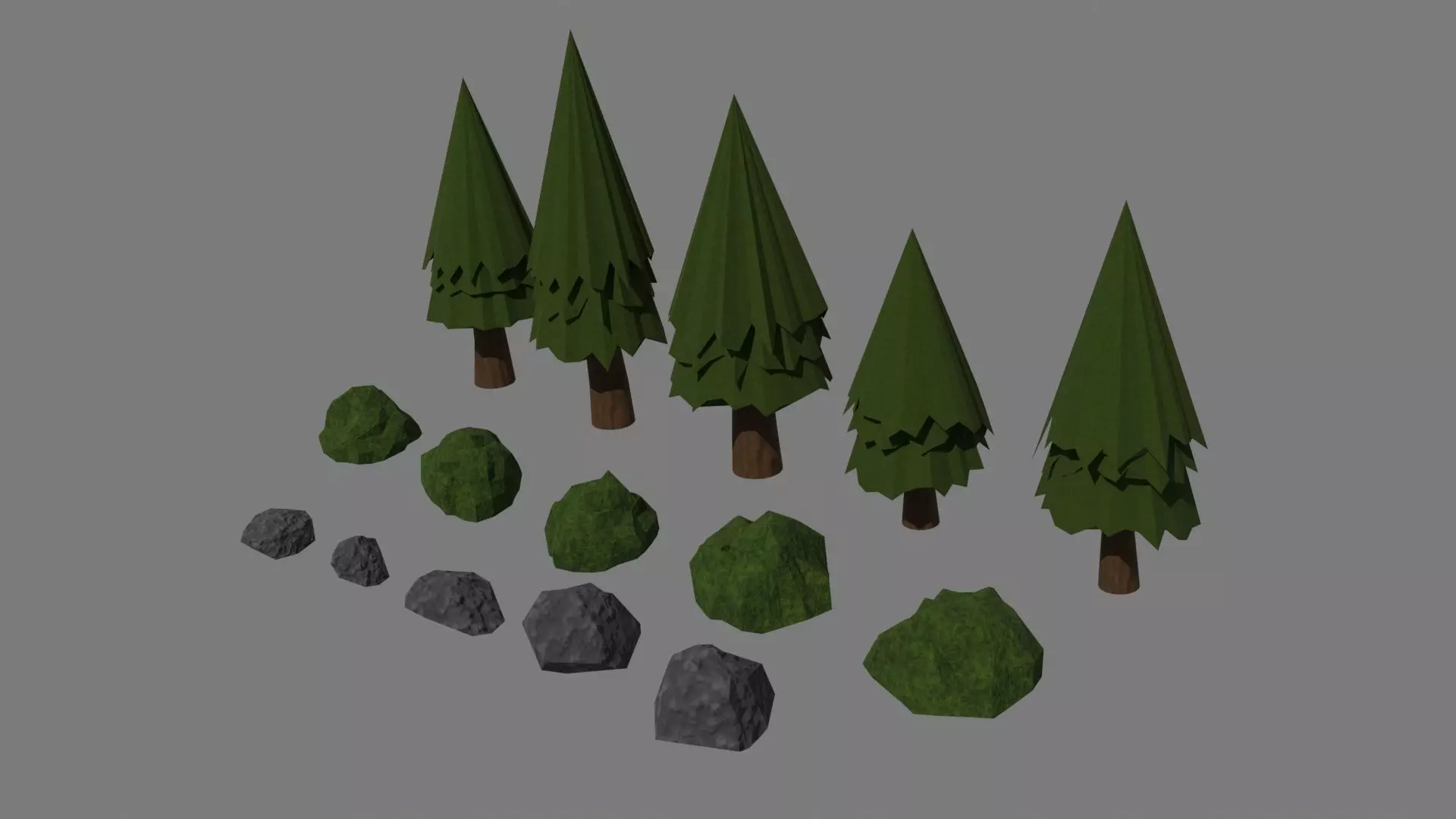 Simple Forest Pack Low-poly 3D model_0