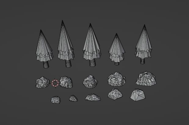 Simple Forest Pack Low-poly 3D model_5