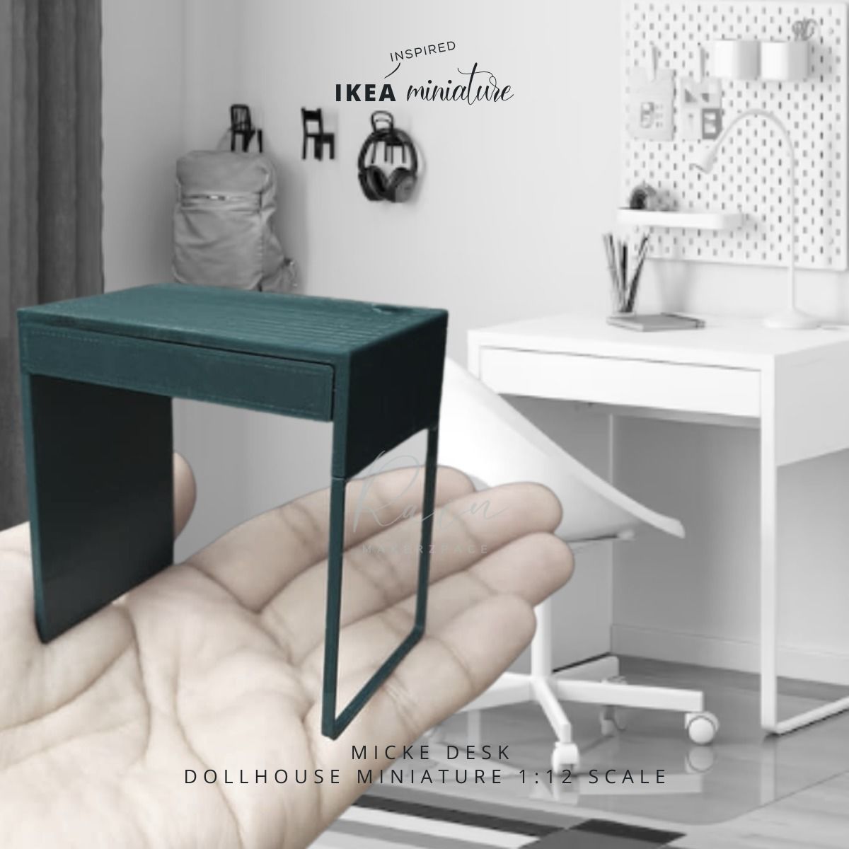 Miniature Ikea Inspired Micke Desk Small 3D print model_3