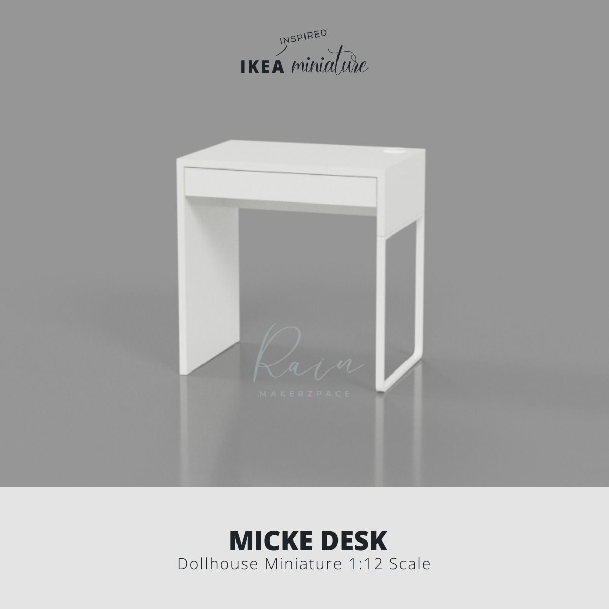 Miniature Ikea Inspired Micke Desk Small 3D print model_1