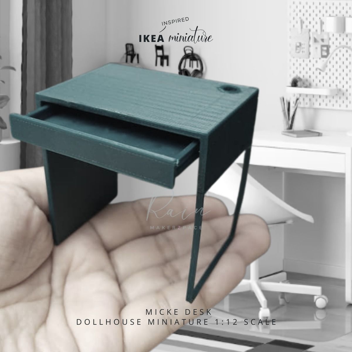 Miniature Ikea Inspired Micke Desk Small 3D print model_2