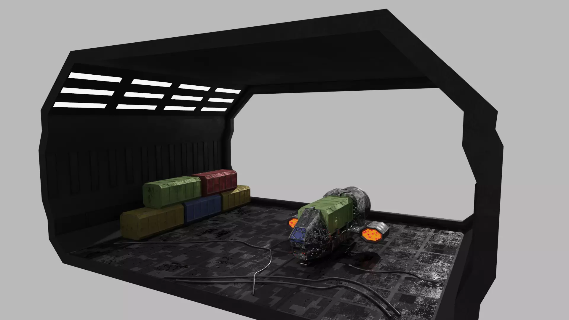 Space Ship With Landing Bay 3D model