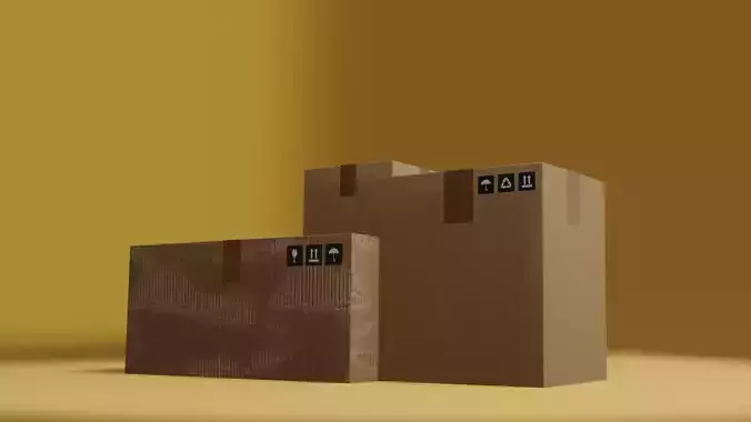 Low Poly Cardboard Boxes with Tags