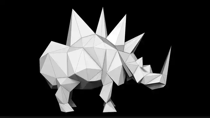 Spiked Rhino Low-poly 3D model