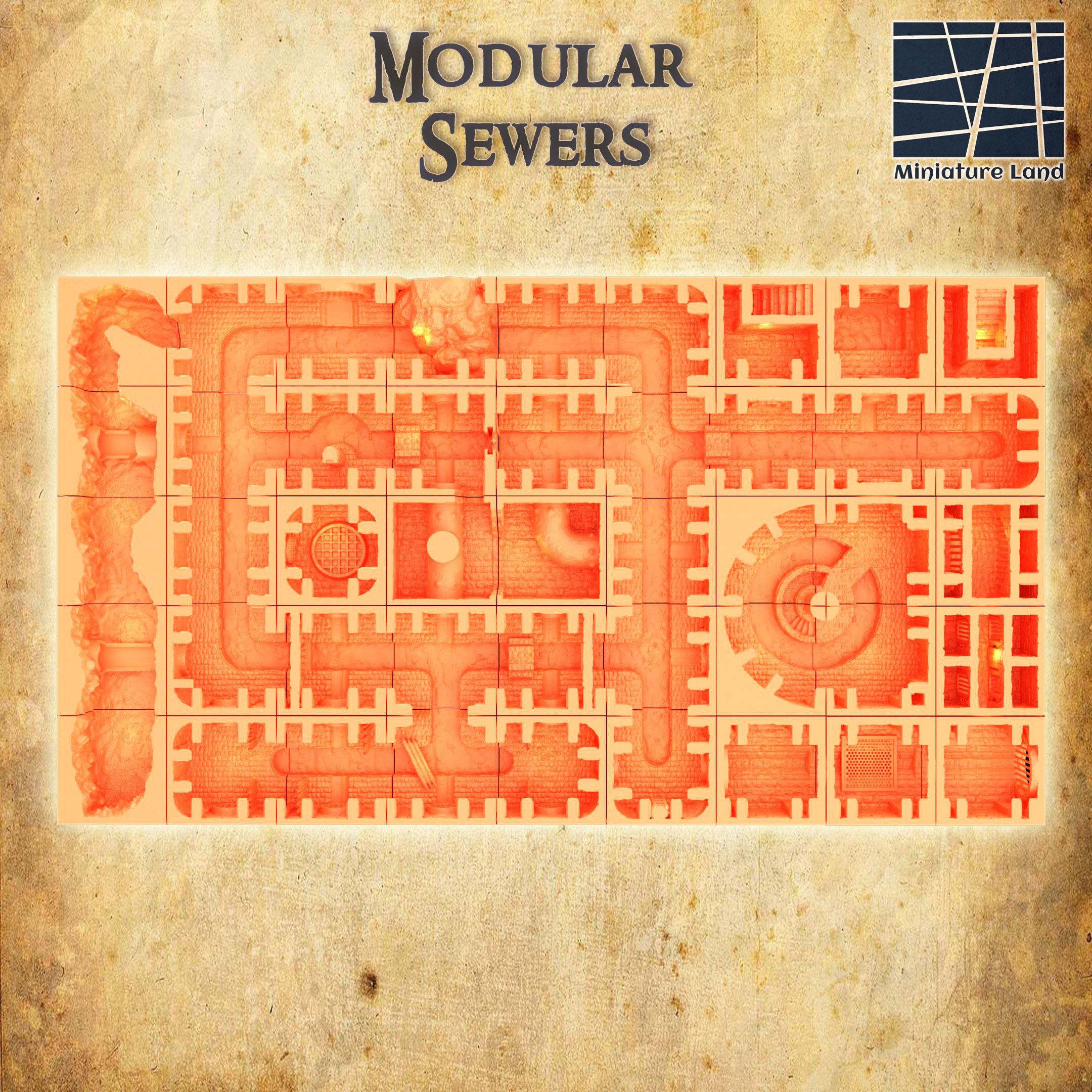 Modular Sewers  45 file Tabletop Terrain 28 MM 3D print model_10