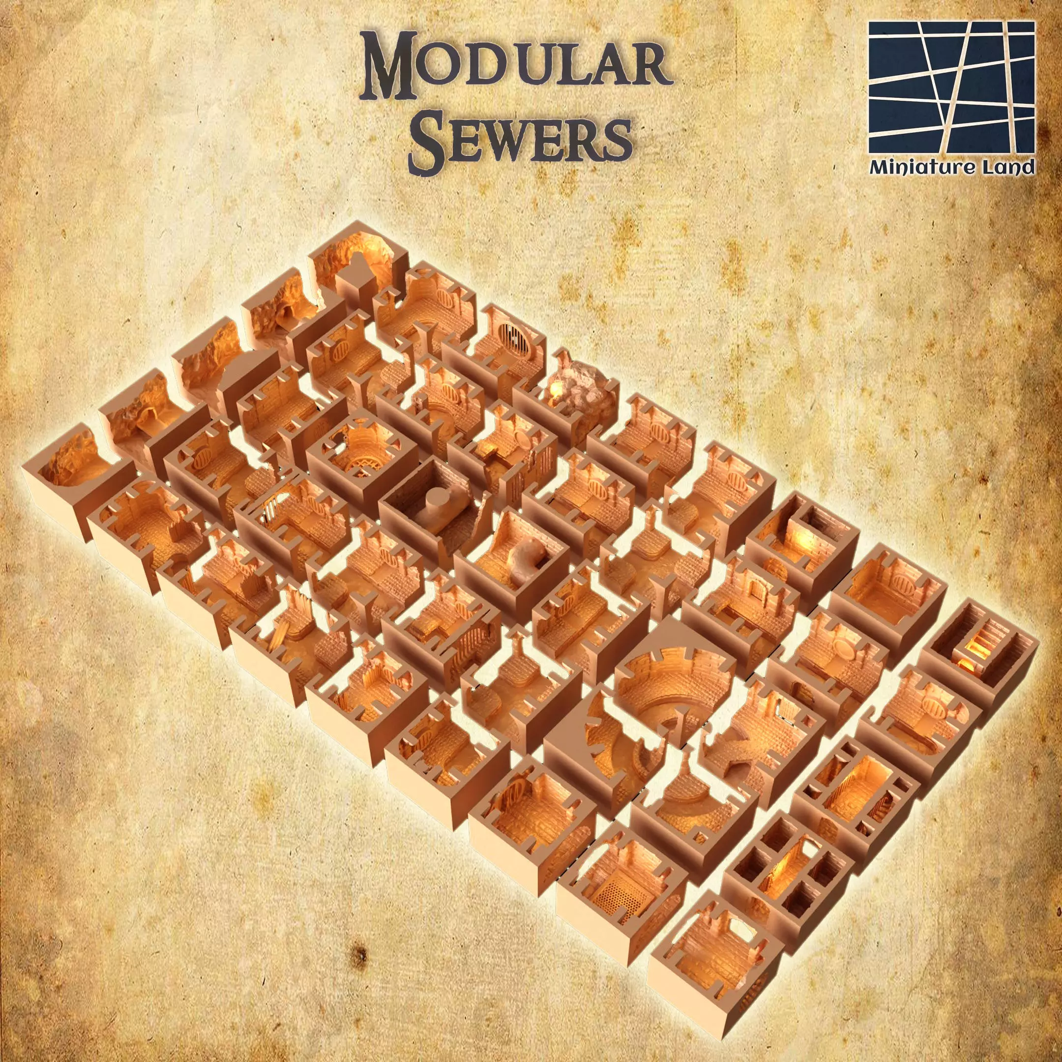Modular Sewers  45 file Tabletop Terrain 28 MM 3D print model_0