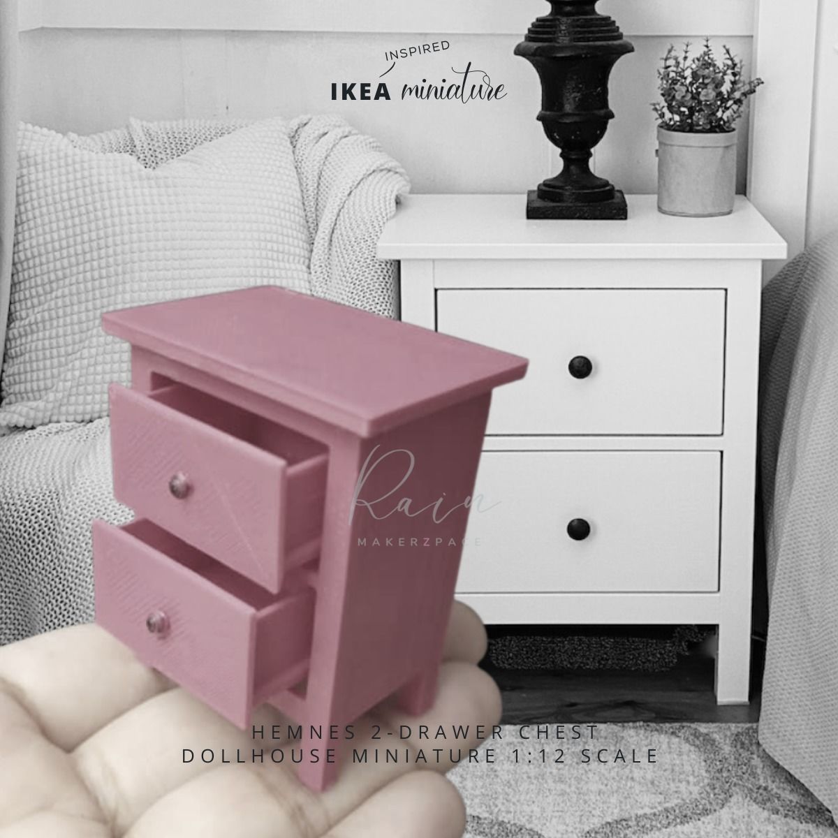 IKEA INSPIRED HEMNES 2 DRAWER CHEST 3D print model_2