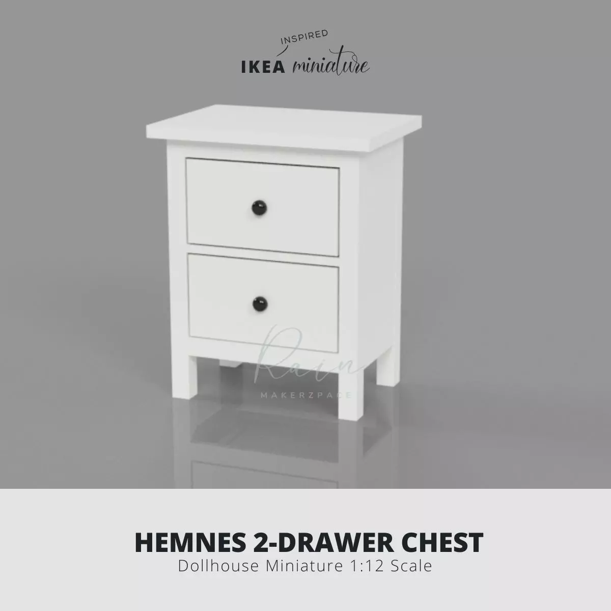 IKEA INSPIRED HEMNES 2 DRAWER CHEST 3D print model_0