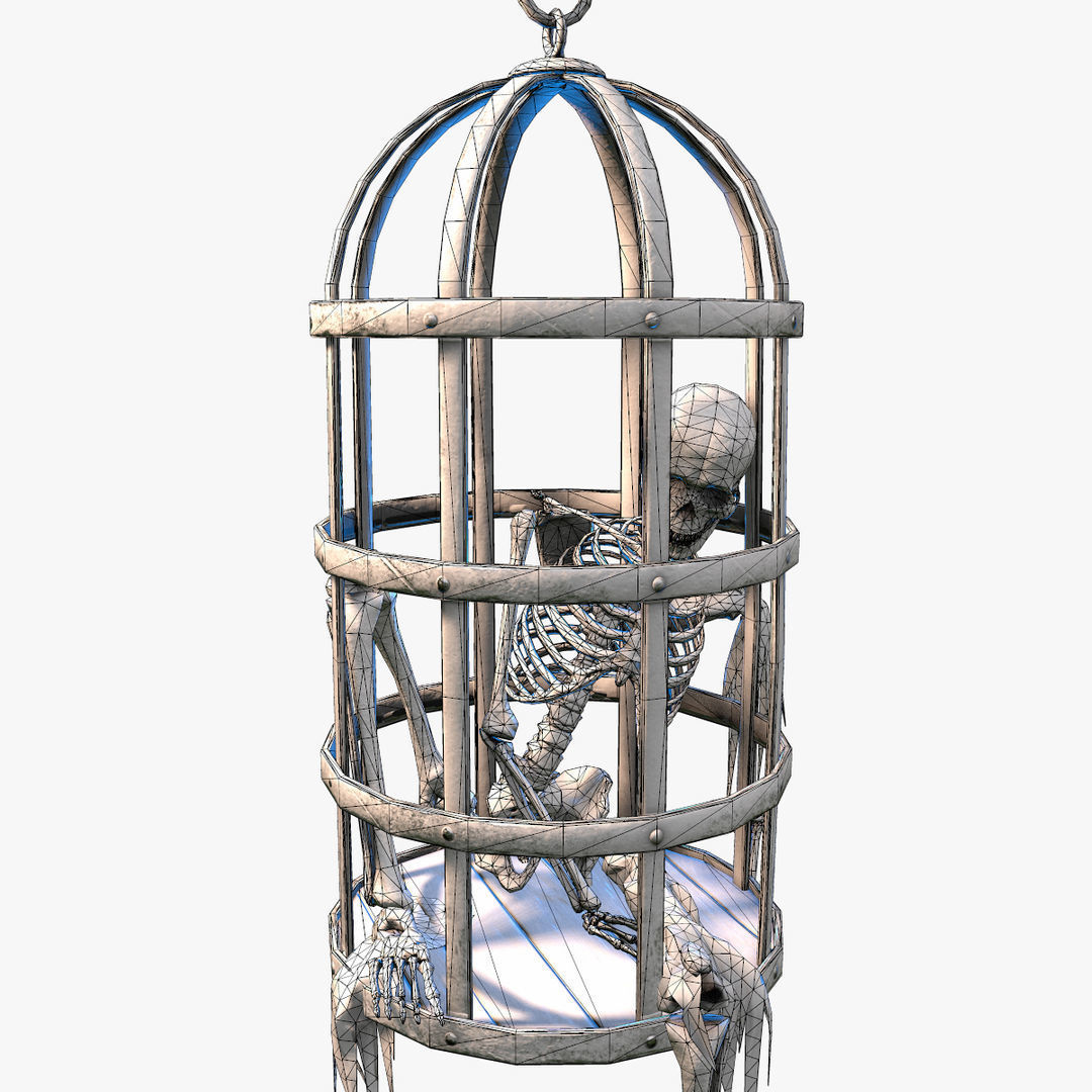 Skeleton in a Cage Low-poly 3D model_8