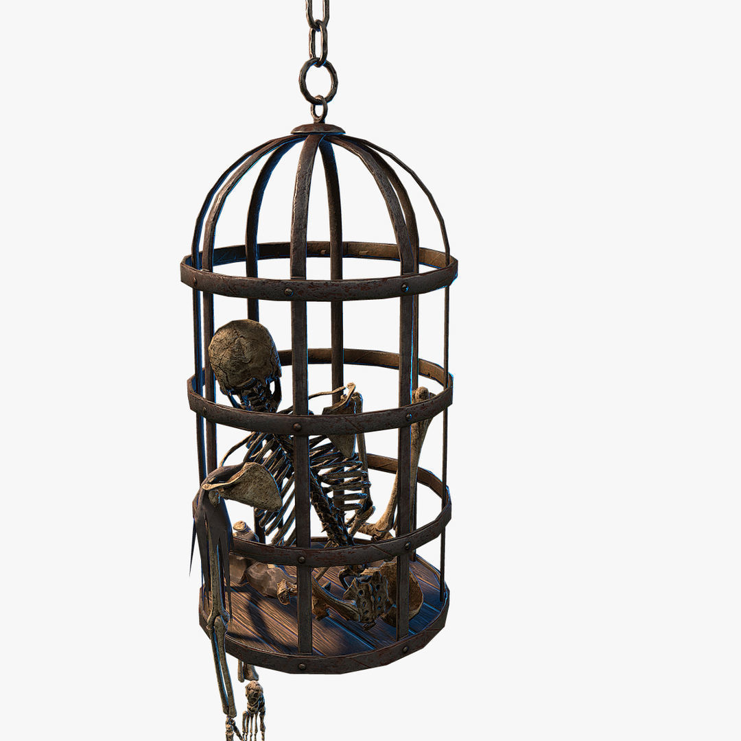 Skeleton in a Cage Low-poly 3D model_5