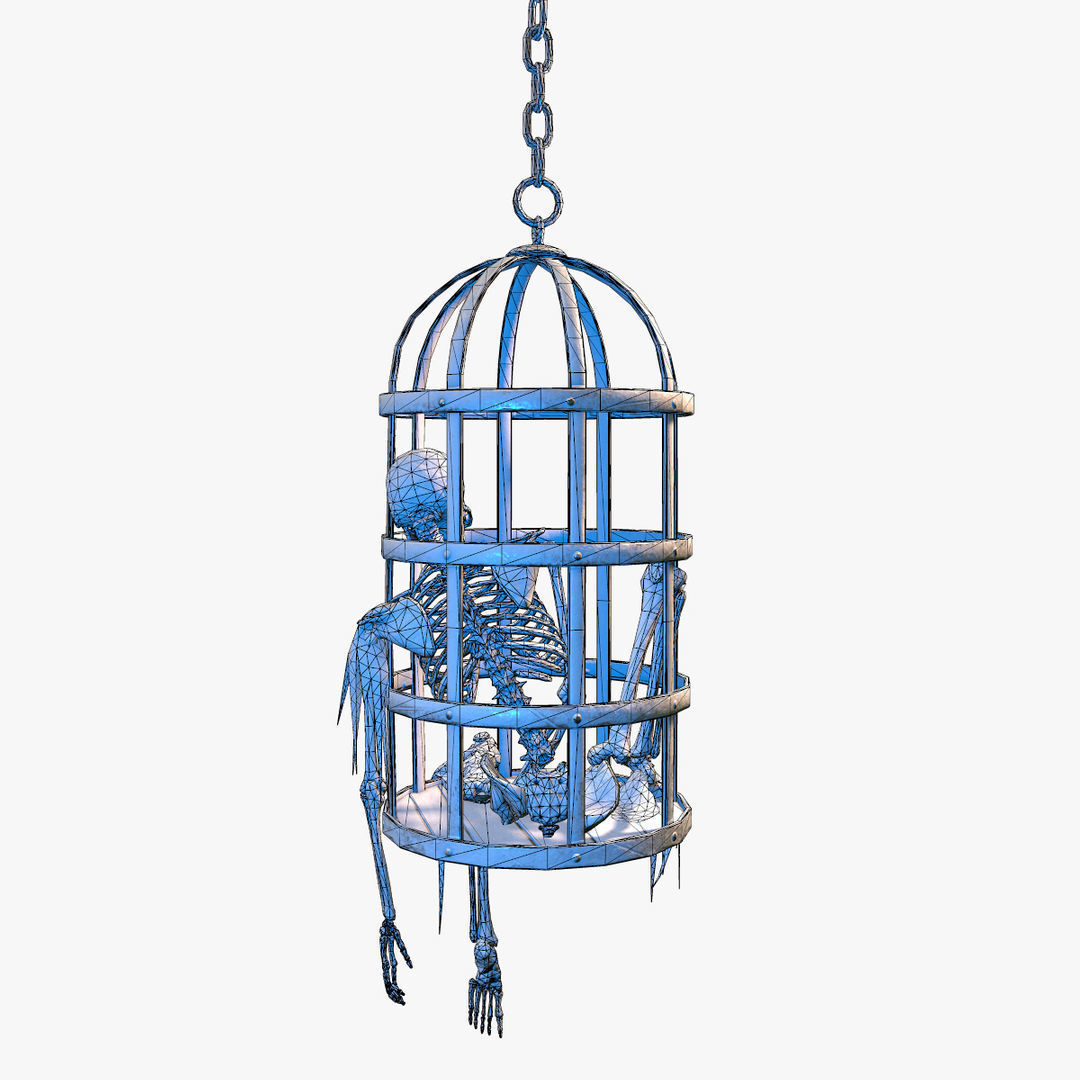 Skeleton in a Cage Low-poly 3D model_9
