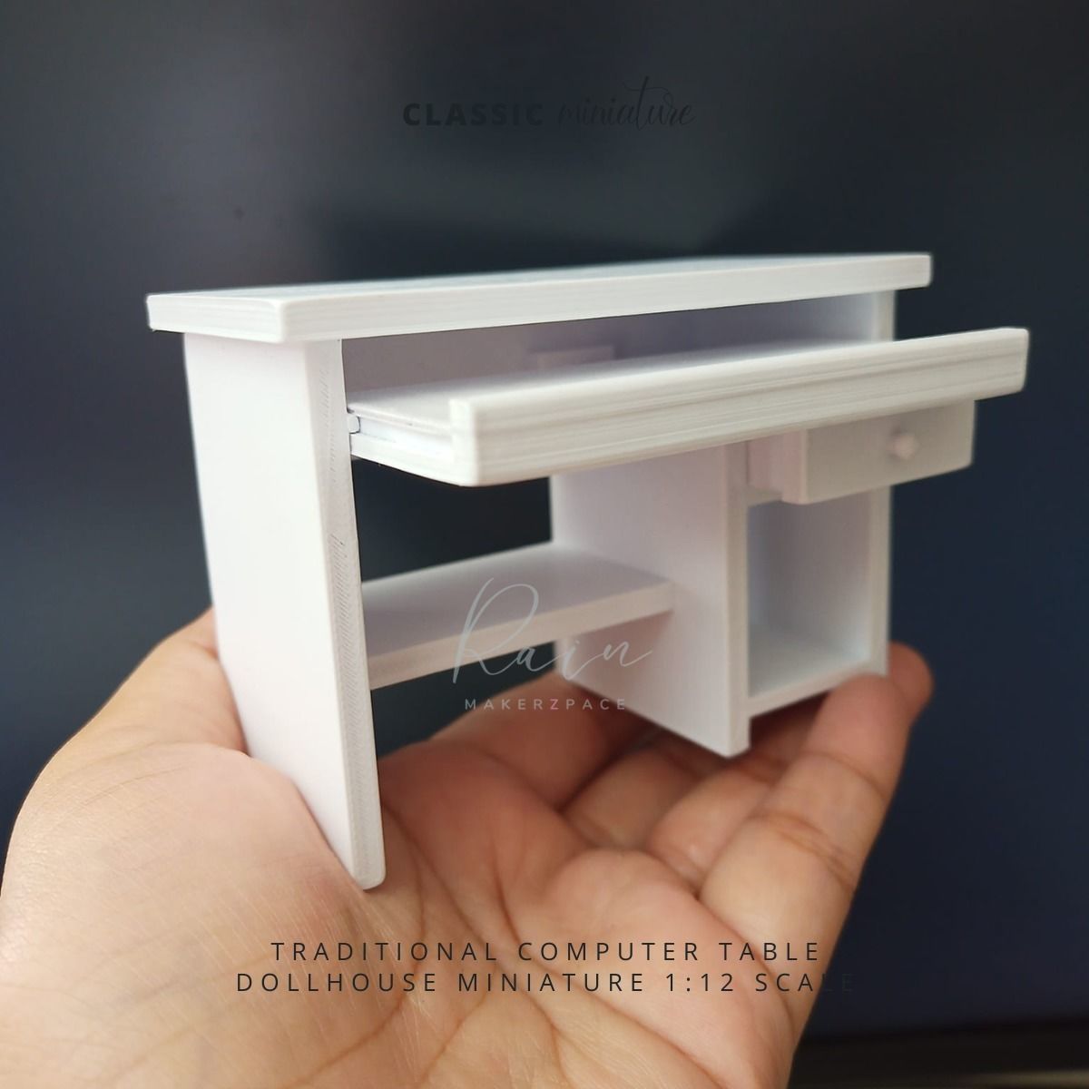 MINI TRADITIONAL COMPUTER TABLE FOR 1 12 DOLLHOUSE 3D print model_3