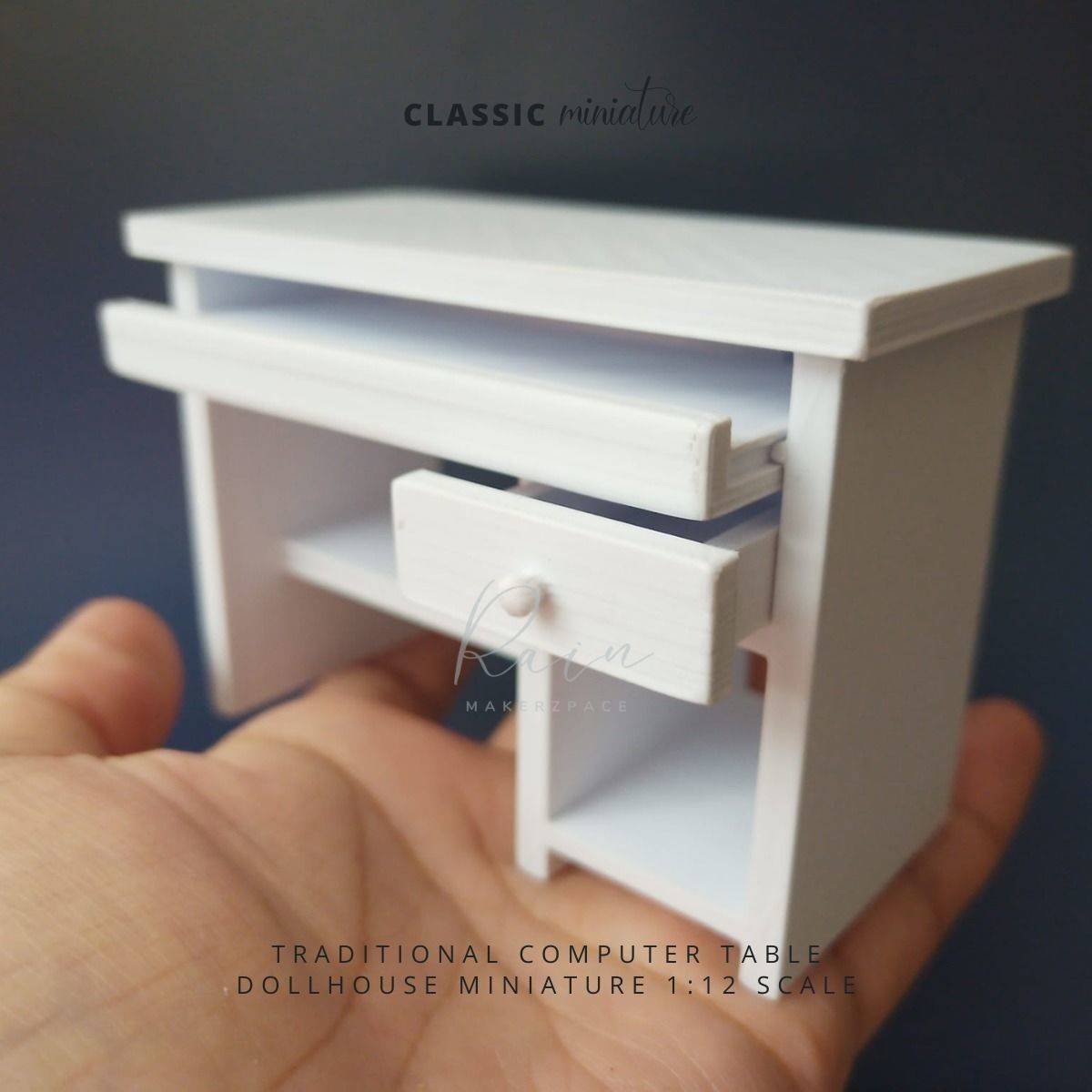 MINI TRADITIONAL COMPUTER TABLE FOR 1 12 DOLLHOUSE 3D print model_1