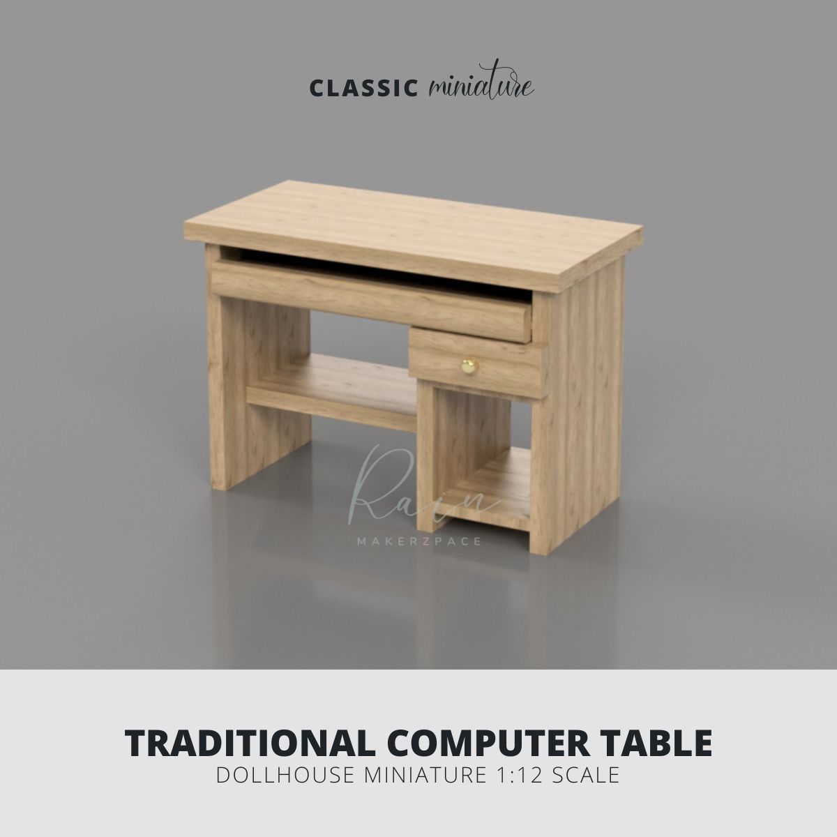 MINI TRADITIONAL COMPUTER TABLE FOR 1 12 DOLLHOUSE 3D print model_2