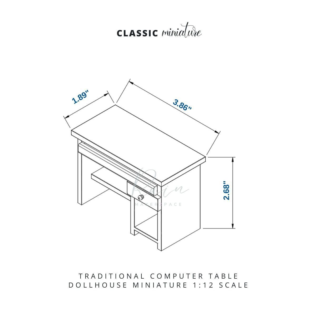 MINI TRADITIONAL COMPUTER TABLE FOR 1 12 DOLLHOUSE 3D print model_6