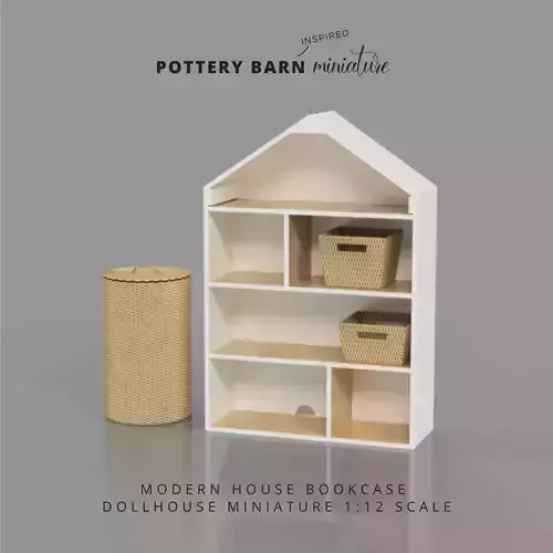 MINIATURE MODERN HOUSE BOOKCASE POTTERY BARN INSPIRED