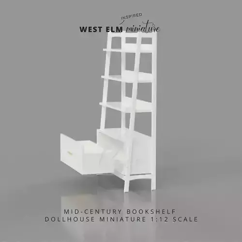 West Elm Inspired Mid Century Bookshelf for Your Dollhouse  