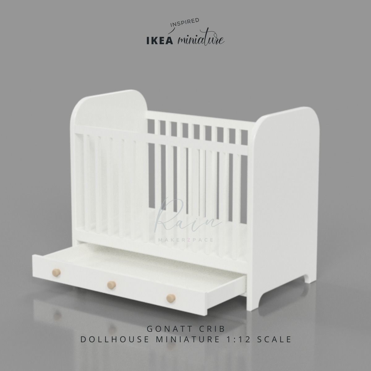 MINIATURE IKEA INSPIRED GONATT CRIB FURNITURE 3D print model_1