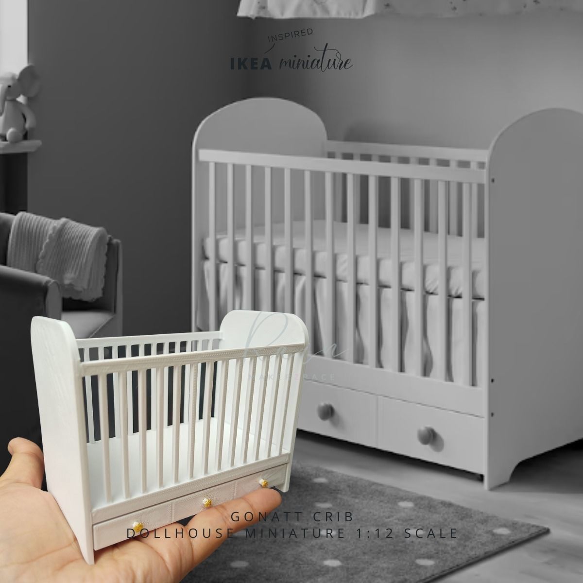 MINIATURE IKEA INSPIRED GONATT CRIB FURNITURE 3D print model_2