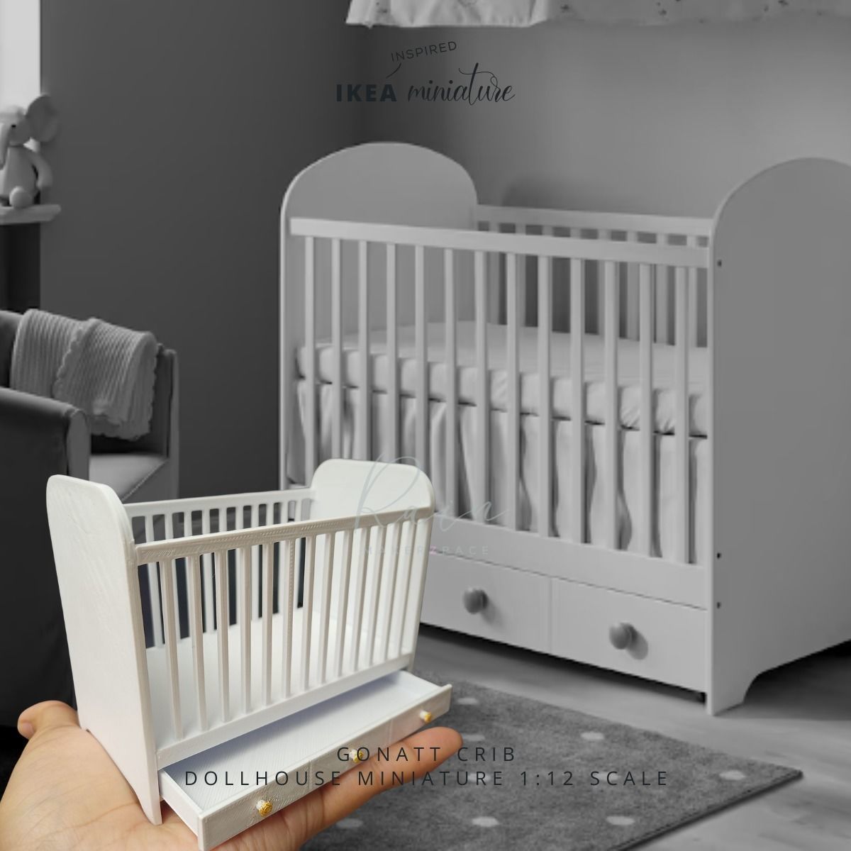 MINIATURE IKEA INSPIRED GONATT CRIB FURNITURE 3D print model_3