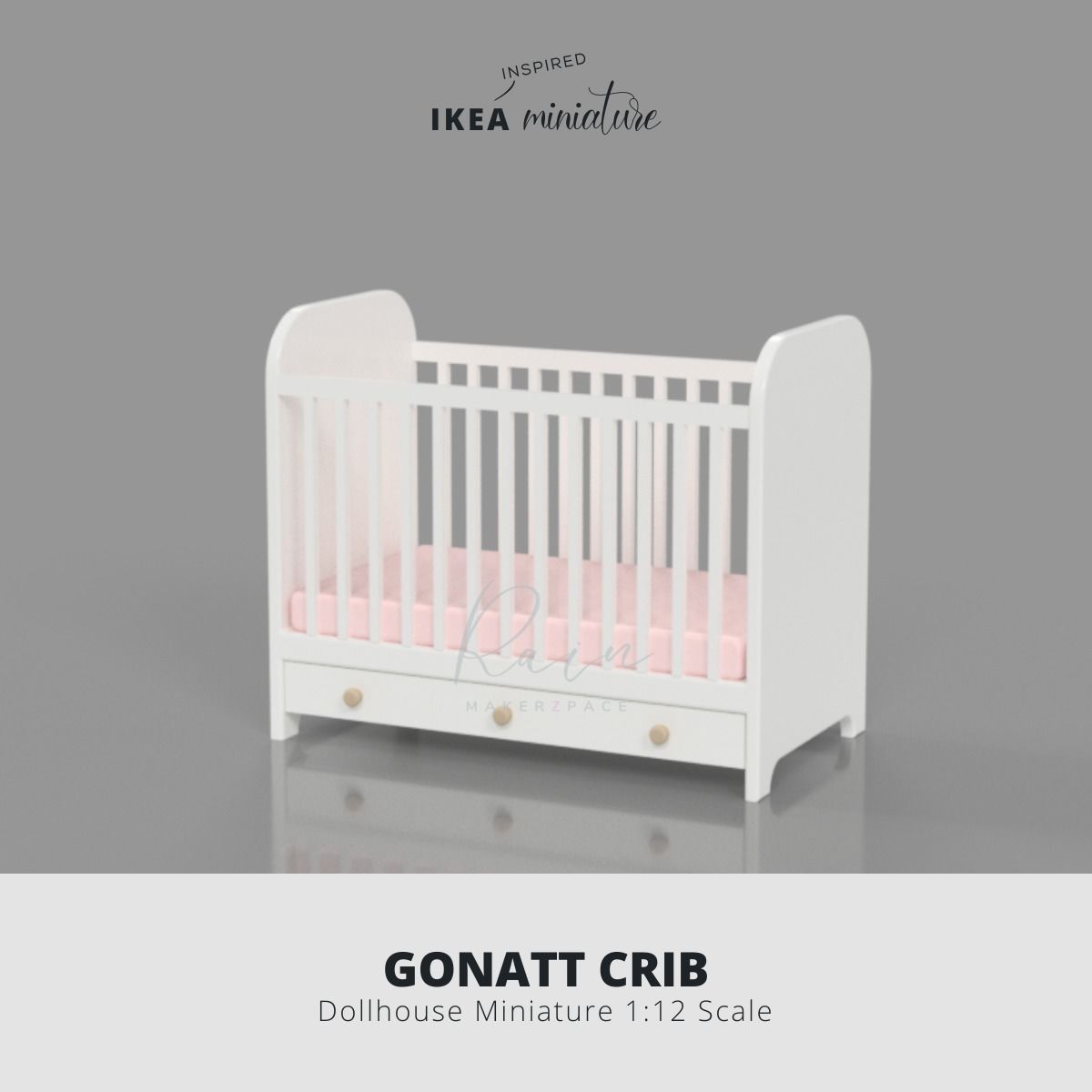 MINIATURE IKEA INSPIRED GONATT CRIB FURNITURE 3D model 3D printable