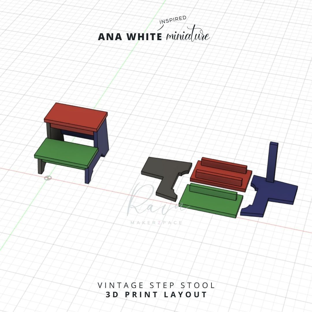 VINTAGE STEP STOOL STEP STOOL FOR DOLLHOUSES 3D model 3D printable ...