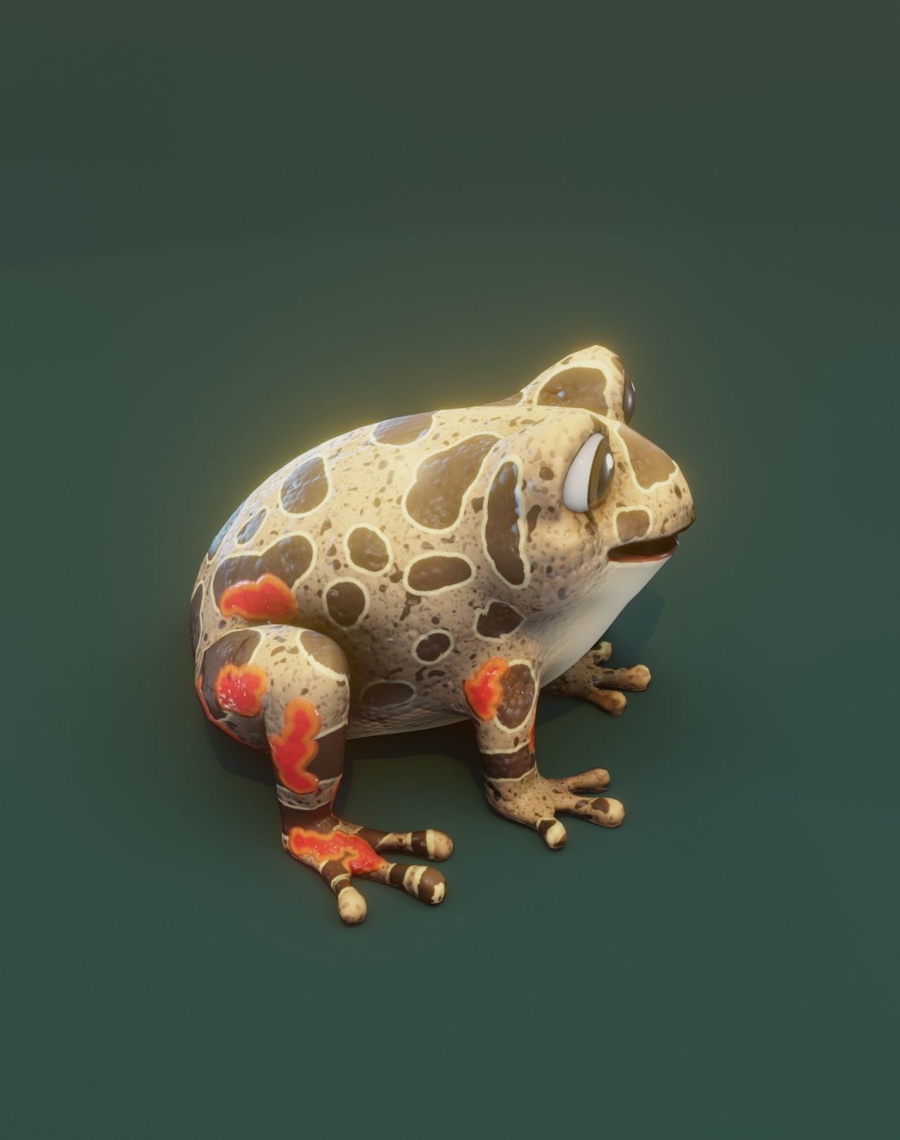 Cartoon Red-legged Frog Facial Expressions and 12 Animations Low-poly 3D model_3