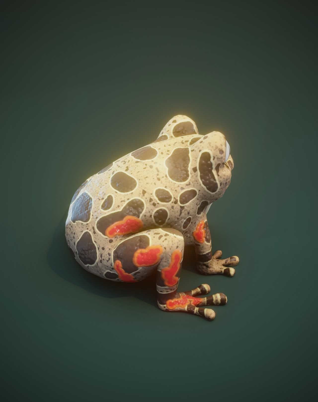 Cartoon Red-legged Frog Facial Expressions and 12 Animations Low-poly 3D model_2