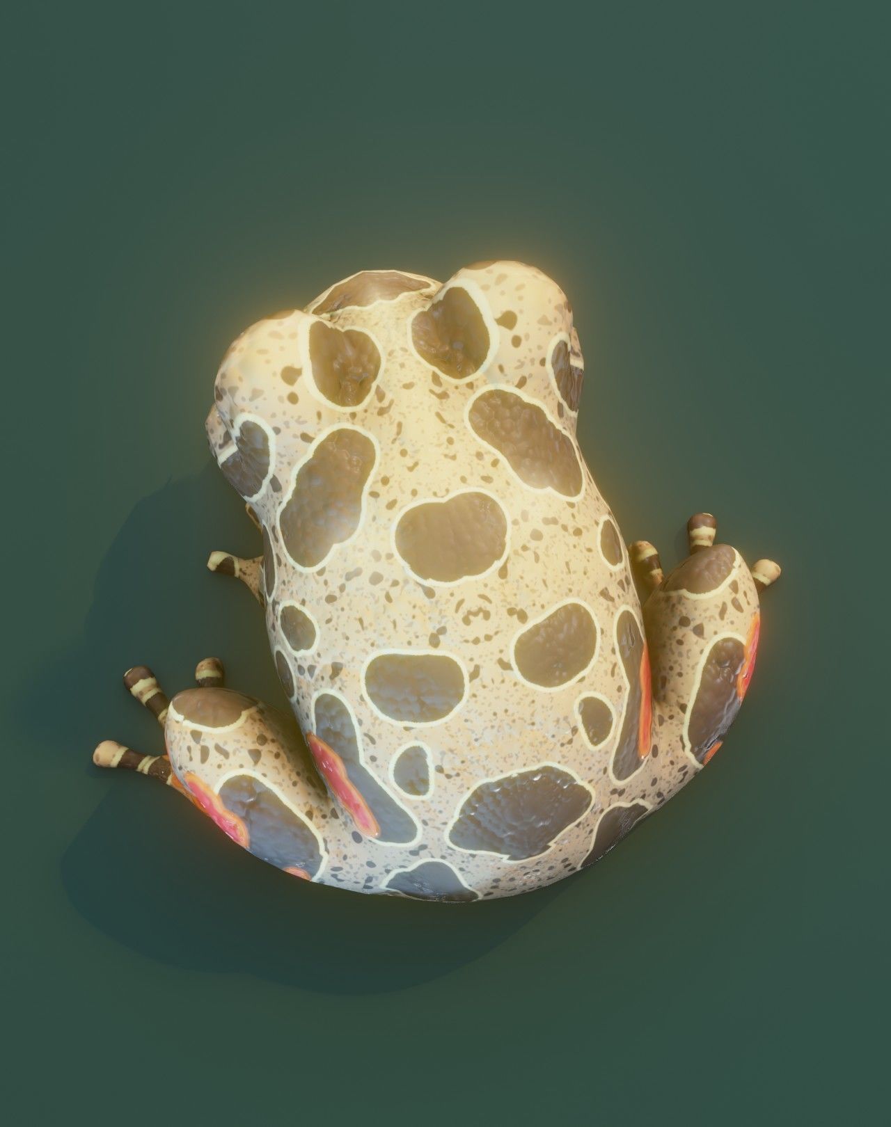 Cartoon Red-legged Frog Facial Expressions and 12 Animations Low-poly 3D model_7