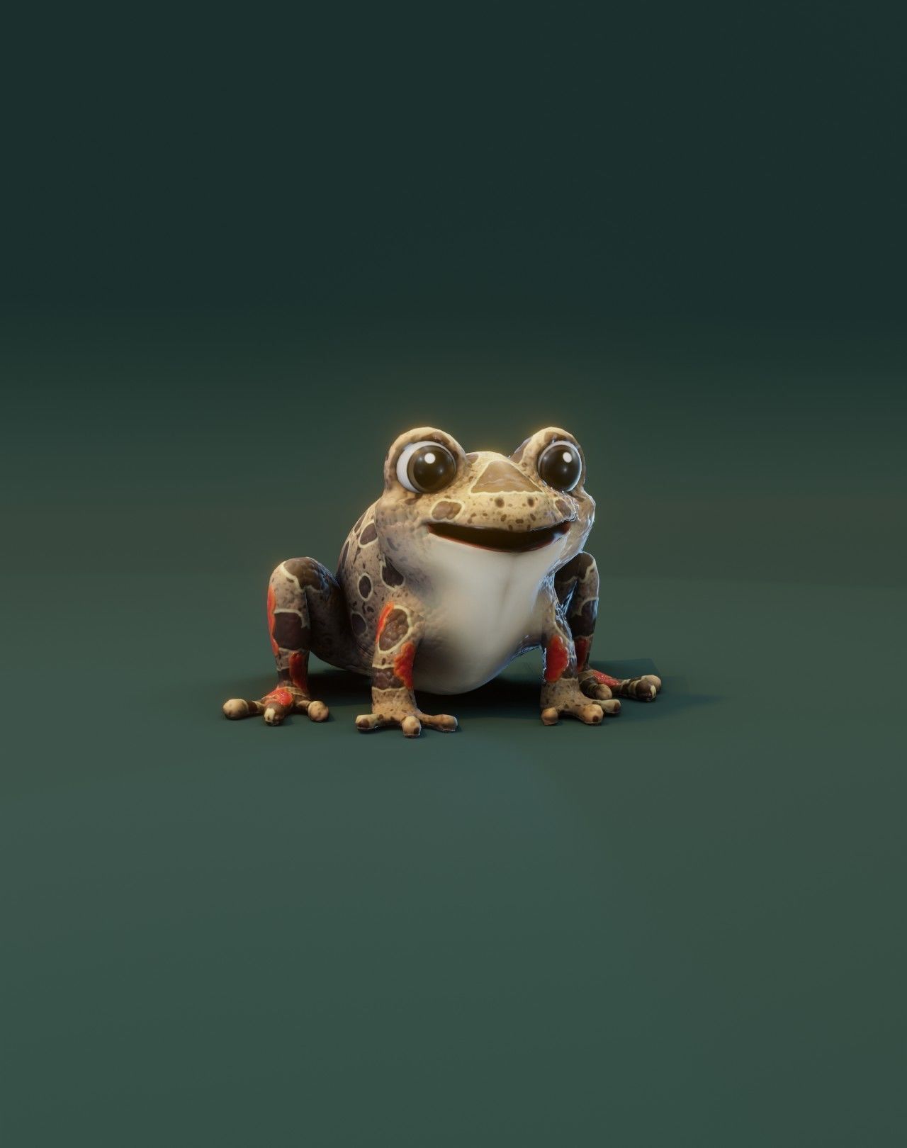 Cartoon Red-legged Frog Facial Expressions and 12 Animations Low-poly 3D model_17