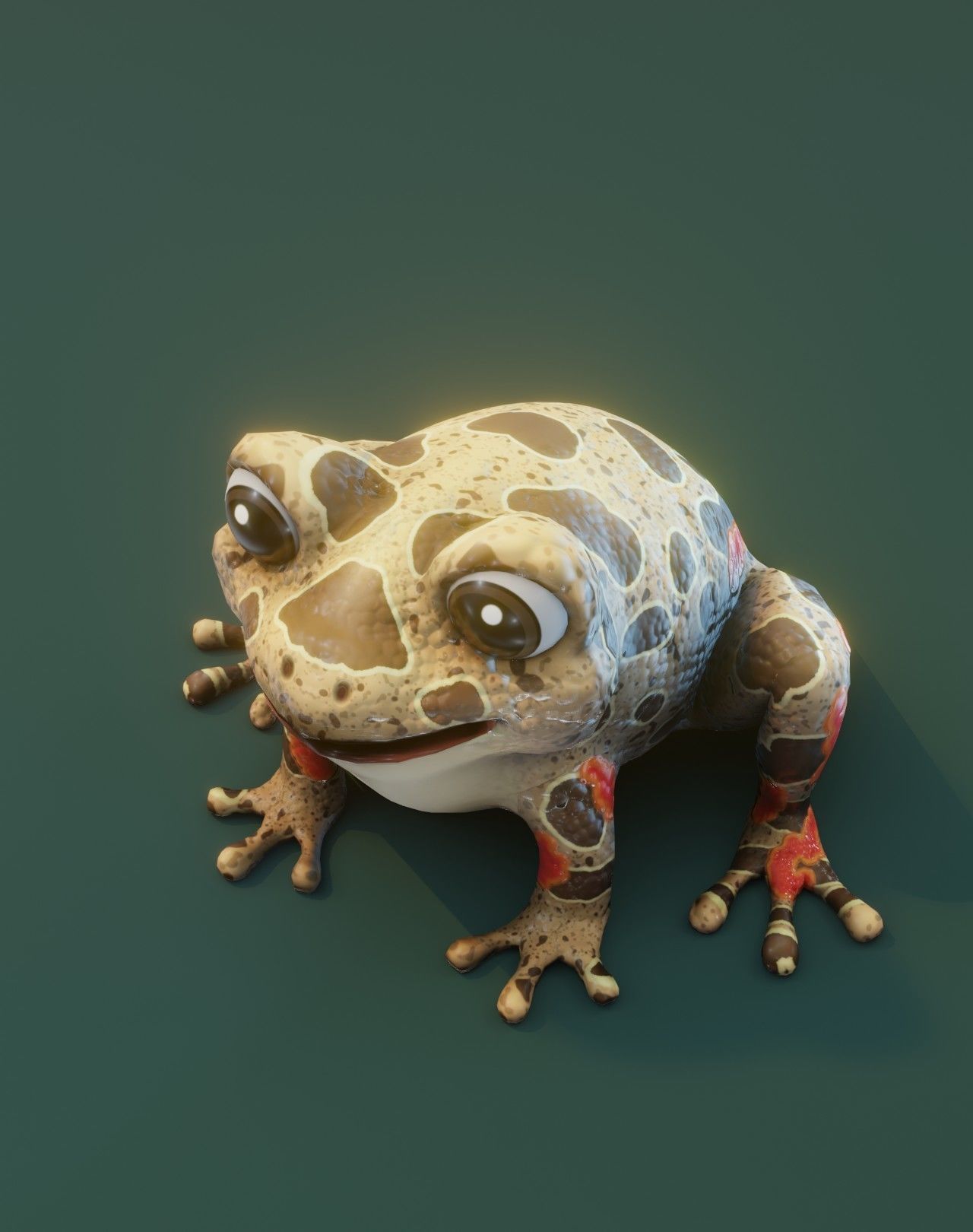 Cartoon Red-legged Frog Facial Expressions and 12 Animations Low-poly 3D model_12