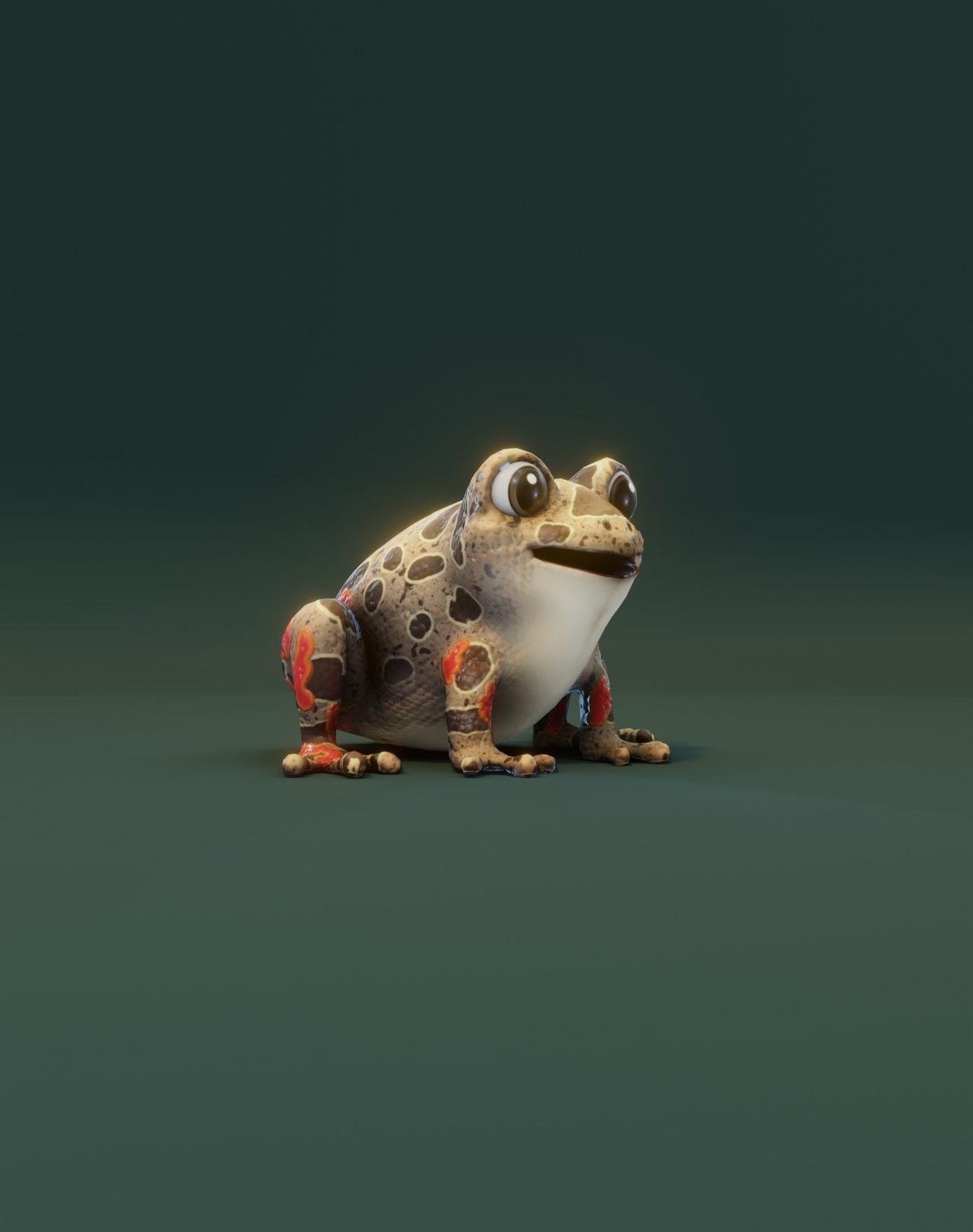Cartoon Red-legged Frog Facial Expressions and 12 Animations Low-poly 3D model_13