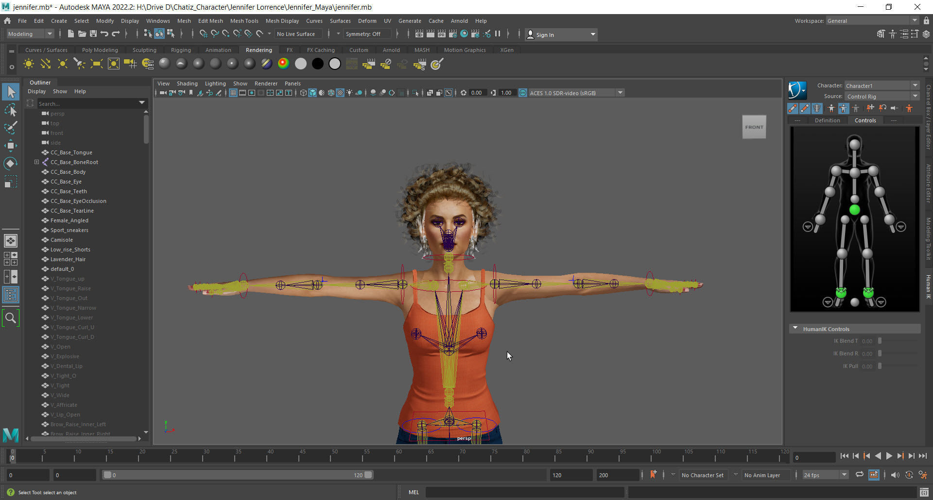 Jennifer Lawrence Rigged - 2500 Free animations tutorial Low-poly 3D model_18