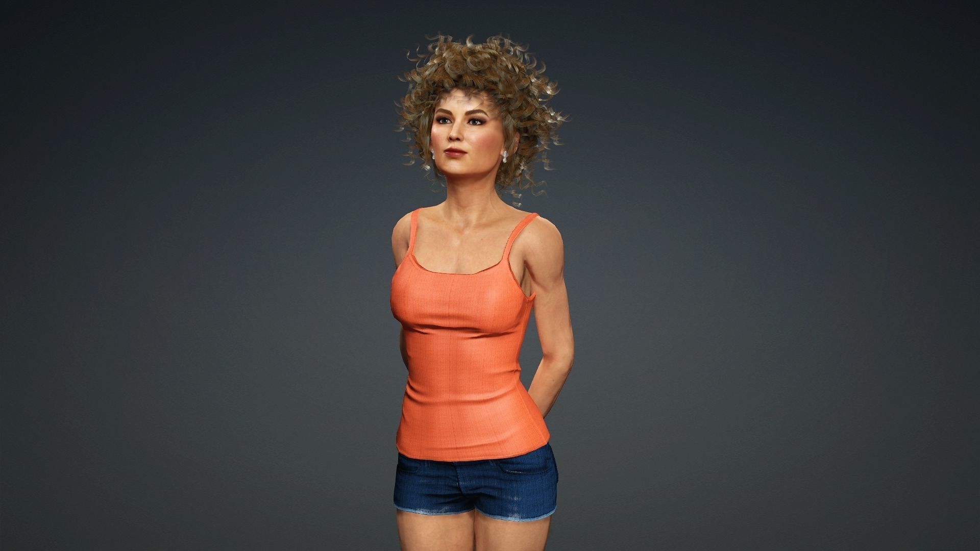 Jennifer Lawrence Rigged - 2500 Free animations tutorial Low-poly 3D model_12