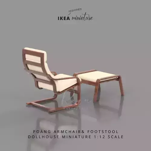 MINIATURE IKEA INSPIRED POANG ARMCHAIR AND FOOTSTOOL