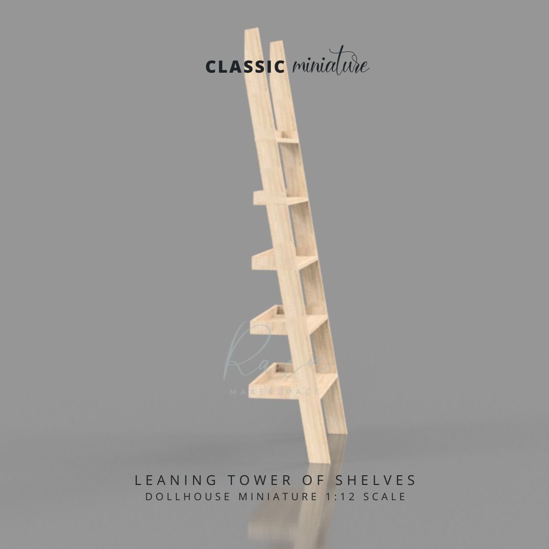 LEANING TOWER OF SHELVES MINI FURNITURE 3D print model_1