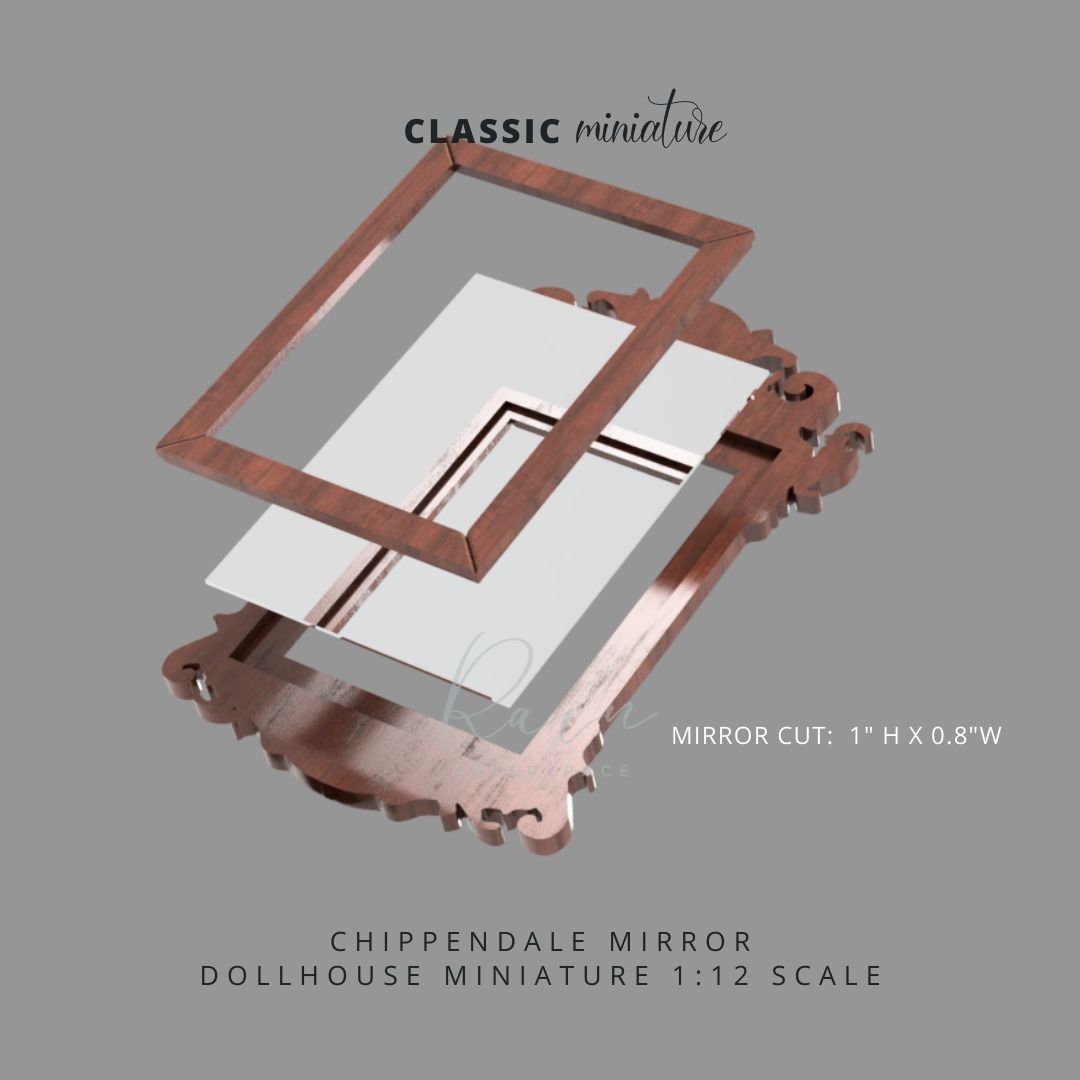 CHIPPENDALE MIRROR MINI FURNITURE FOR 1 12 DOLLHOUSE 3D print model_2