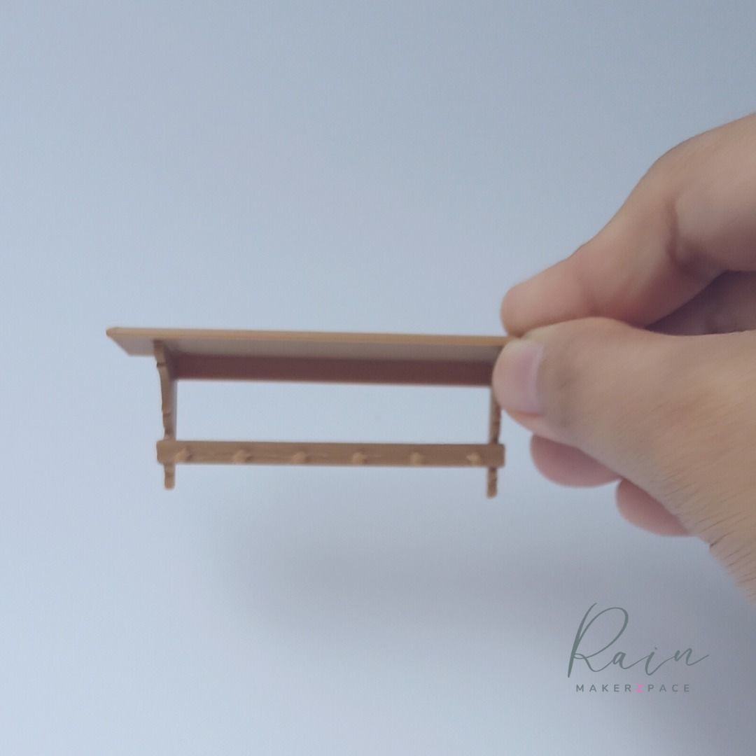 MINIATURE WALL SHELF WITH PEGS 3D print model_3