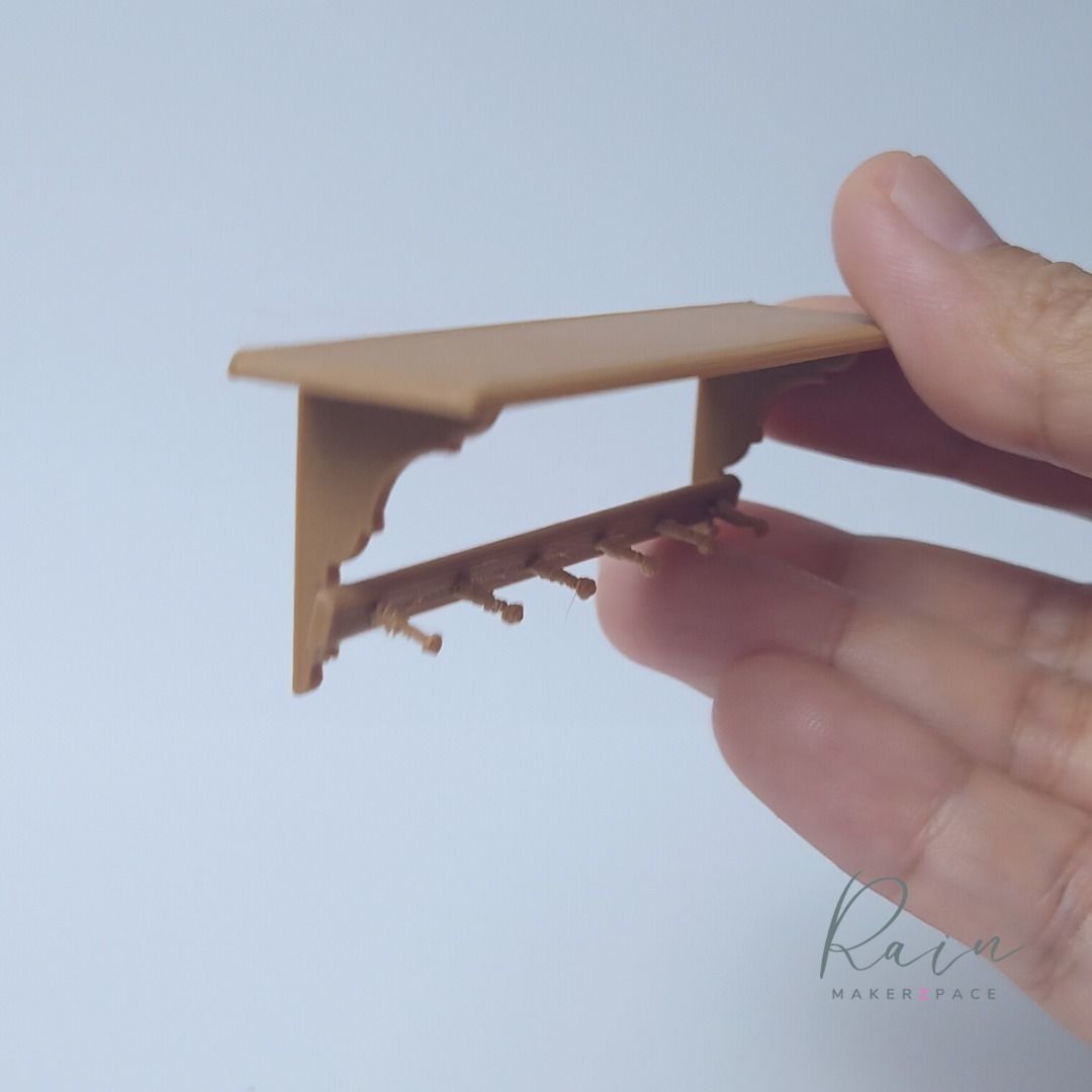 MINIATURE WALL SHELF WITH PEGS 3D print model_4