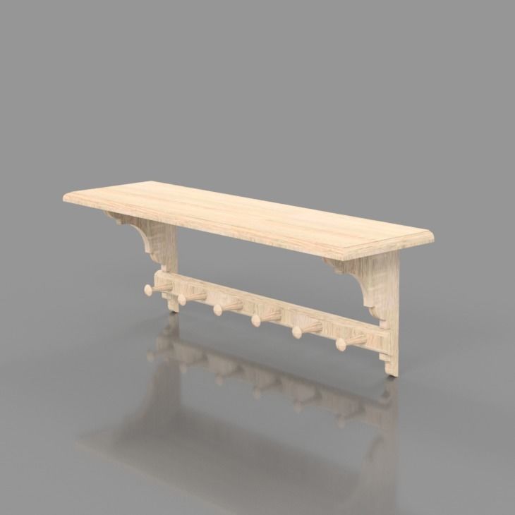 MINIATURE WALL SHELF WITH PEGS 3D print model_2