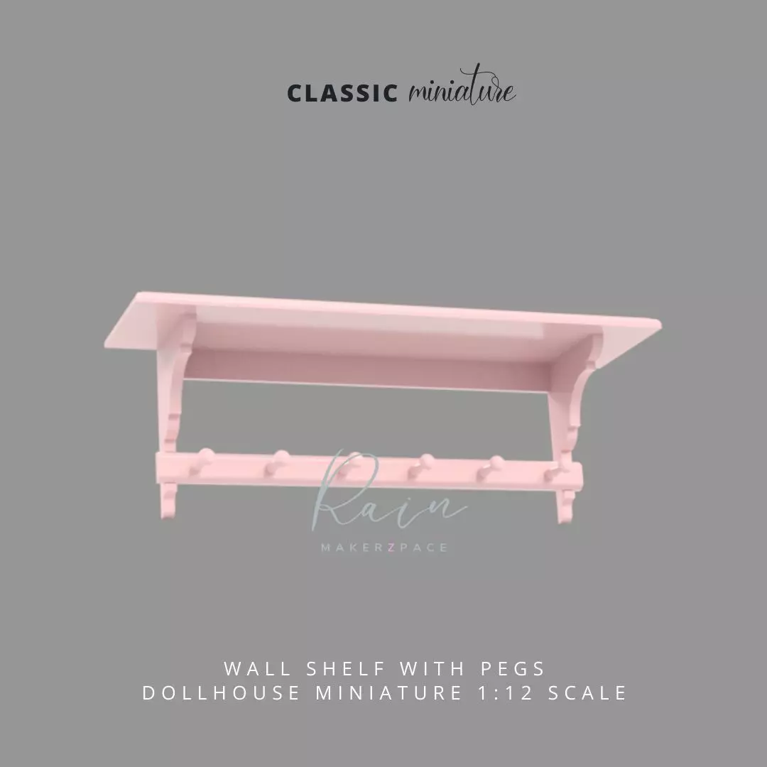 MINIATURE WALL SHELF WITH PEGS 3D print model_0