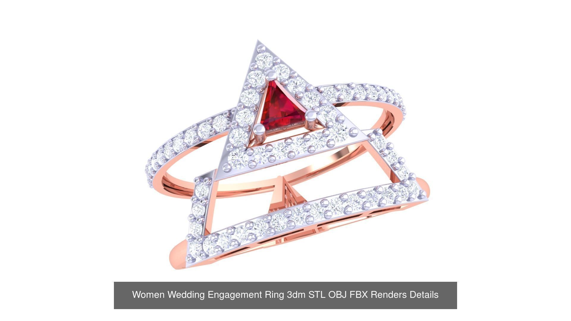 50 Women Wedding Engagement Ring 3dm STL OBJ Details Collection _22